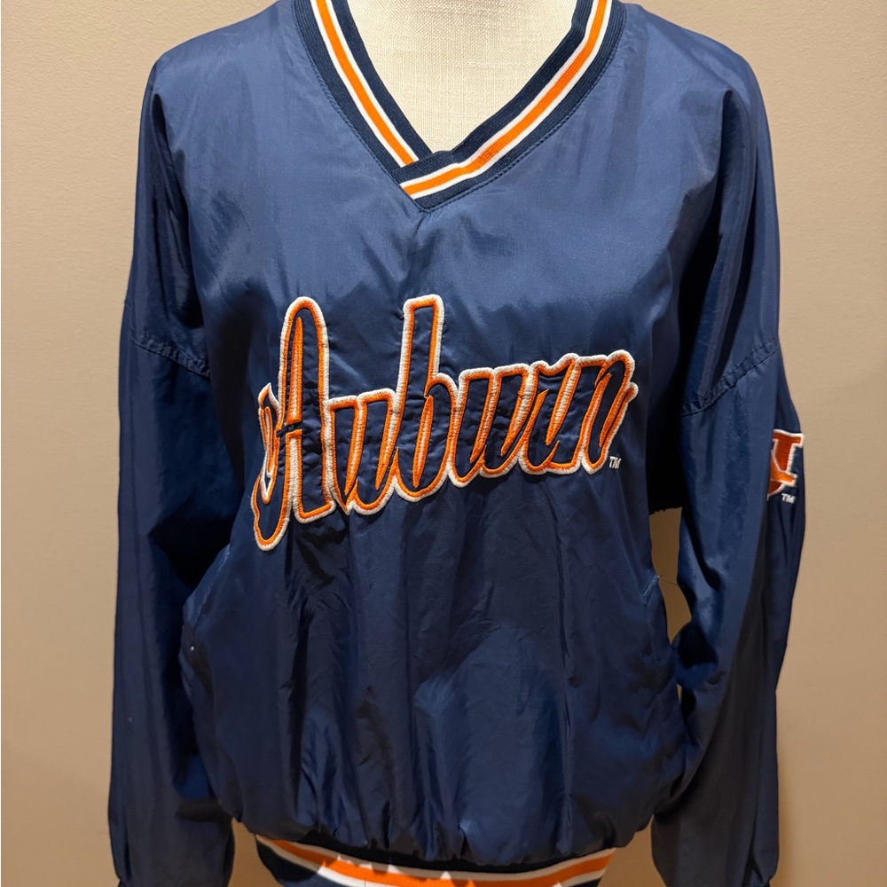 Vintage Locker Line Auburn Navy Windbreaker Pullover Jacket with pockets
